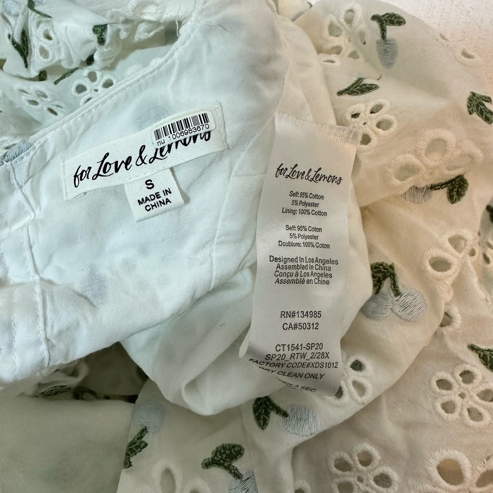 Wild Cherry Cotton For Love & Lemons Gardengirl Small Bow Asymmetrical Eyelet - Picture 12 of 12